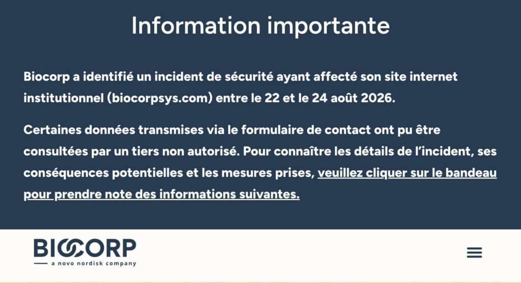 Biocorp novo nordisk cyberattaque