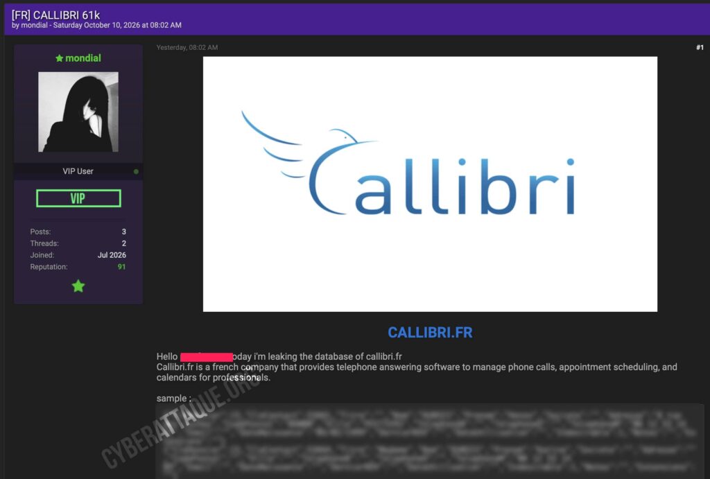 Callibri cyberattaque