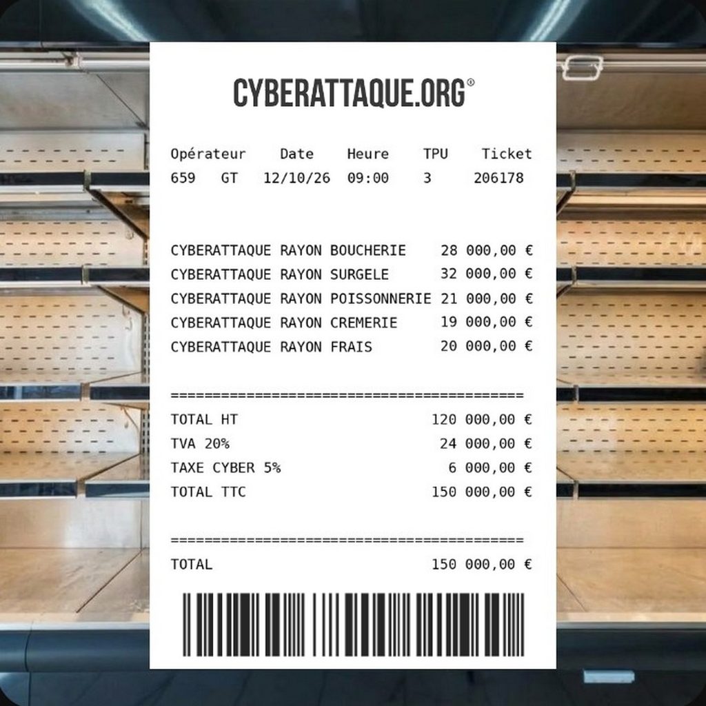 Ticket de caisse de la cyberattaque des supermarchés