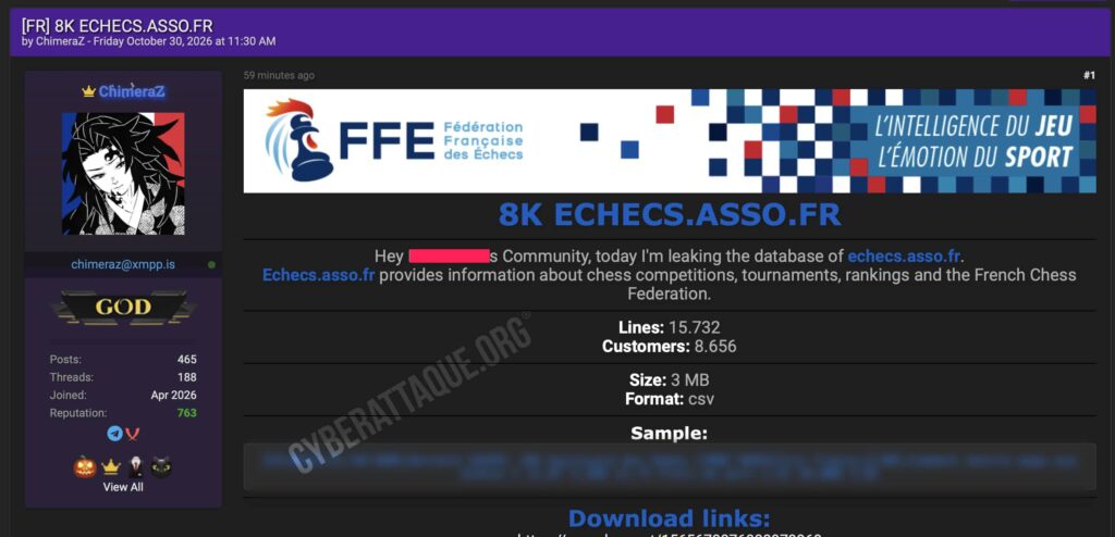 Fédération française des échecs cyberattaque