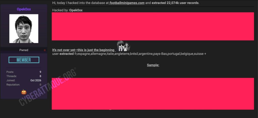 FootballMinigames cyberattaque
