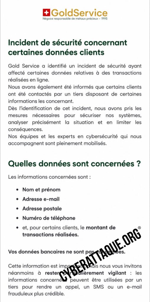 GoldService cyberattaque