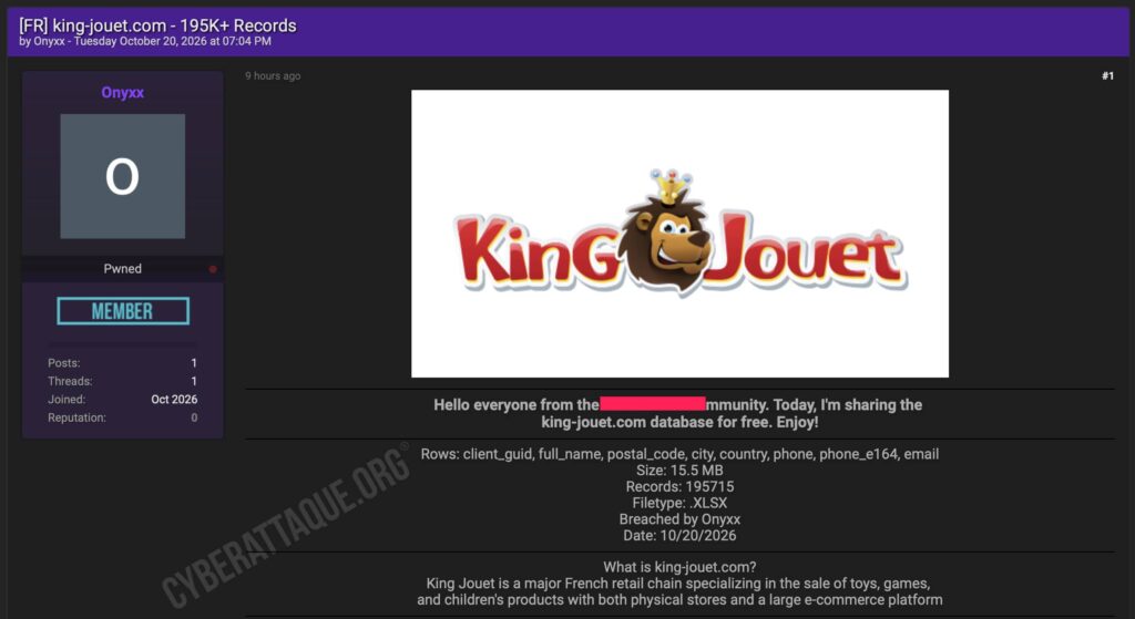 King Jouet cyberattaque