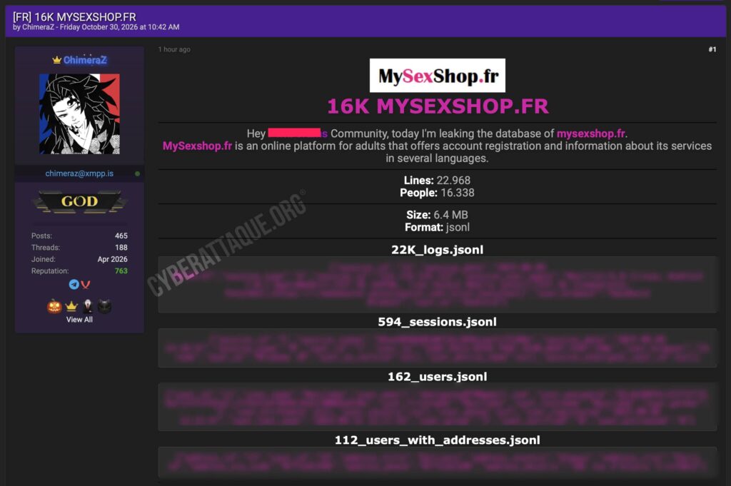 MySexShop.fr cyberattaque