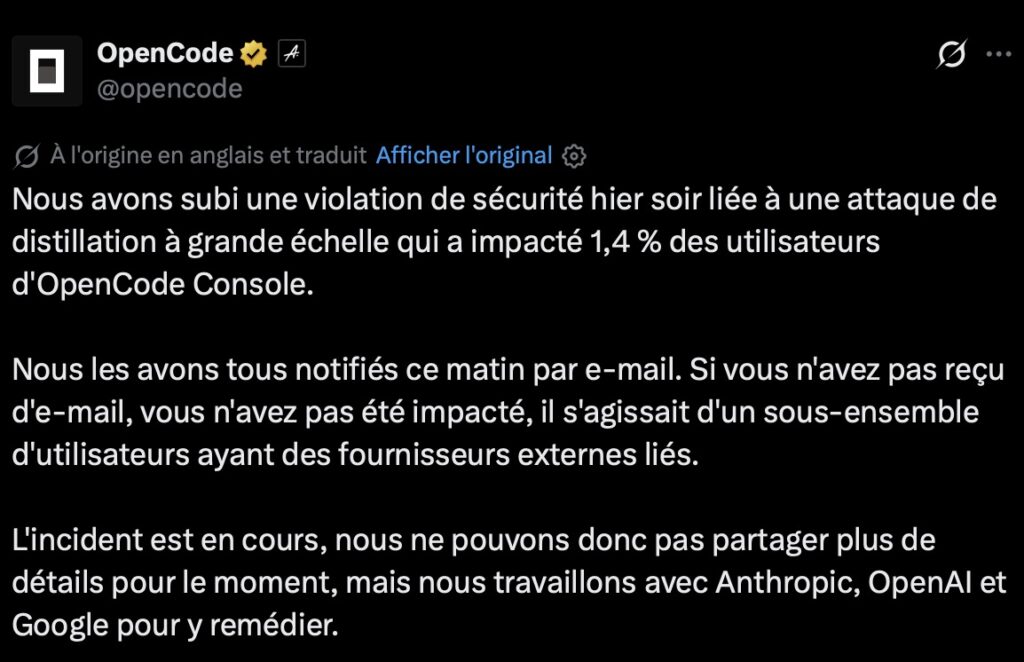 OpenCode cyberattaque