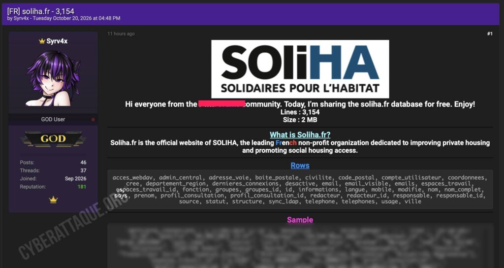 SOLIHA cyberattaque