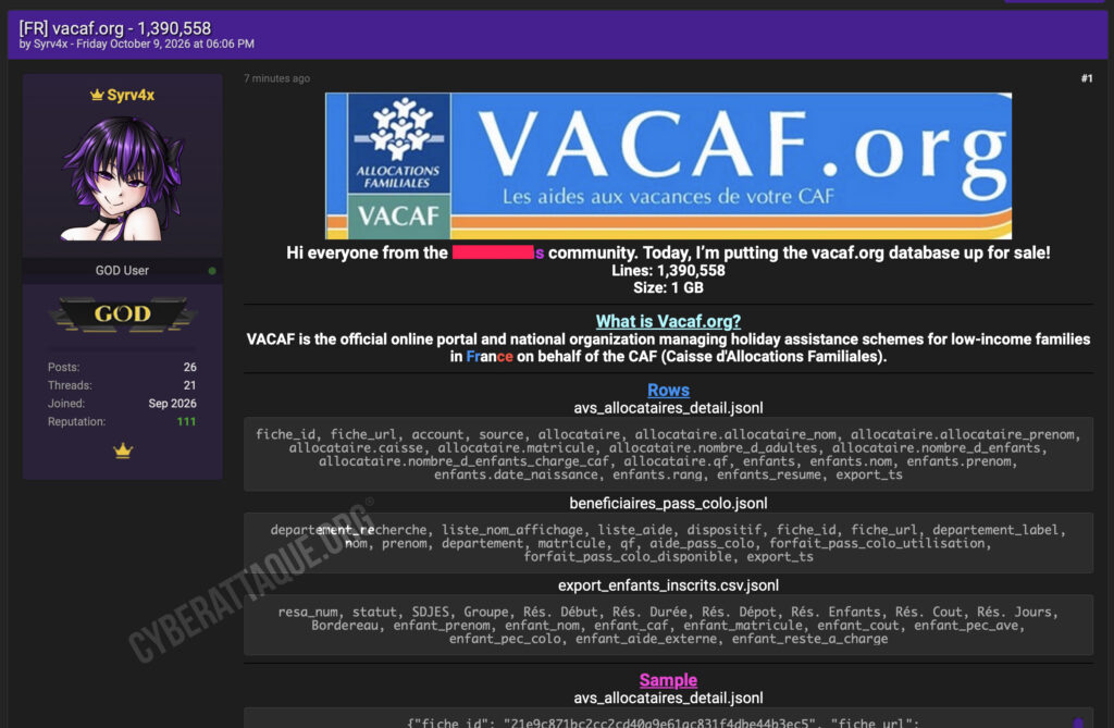 VACAF cyberattaque