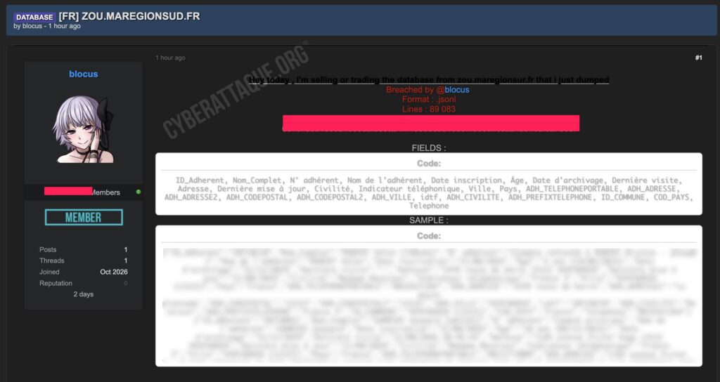 Région Sud Zou! cyberattaque